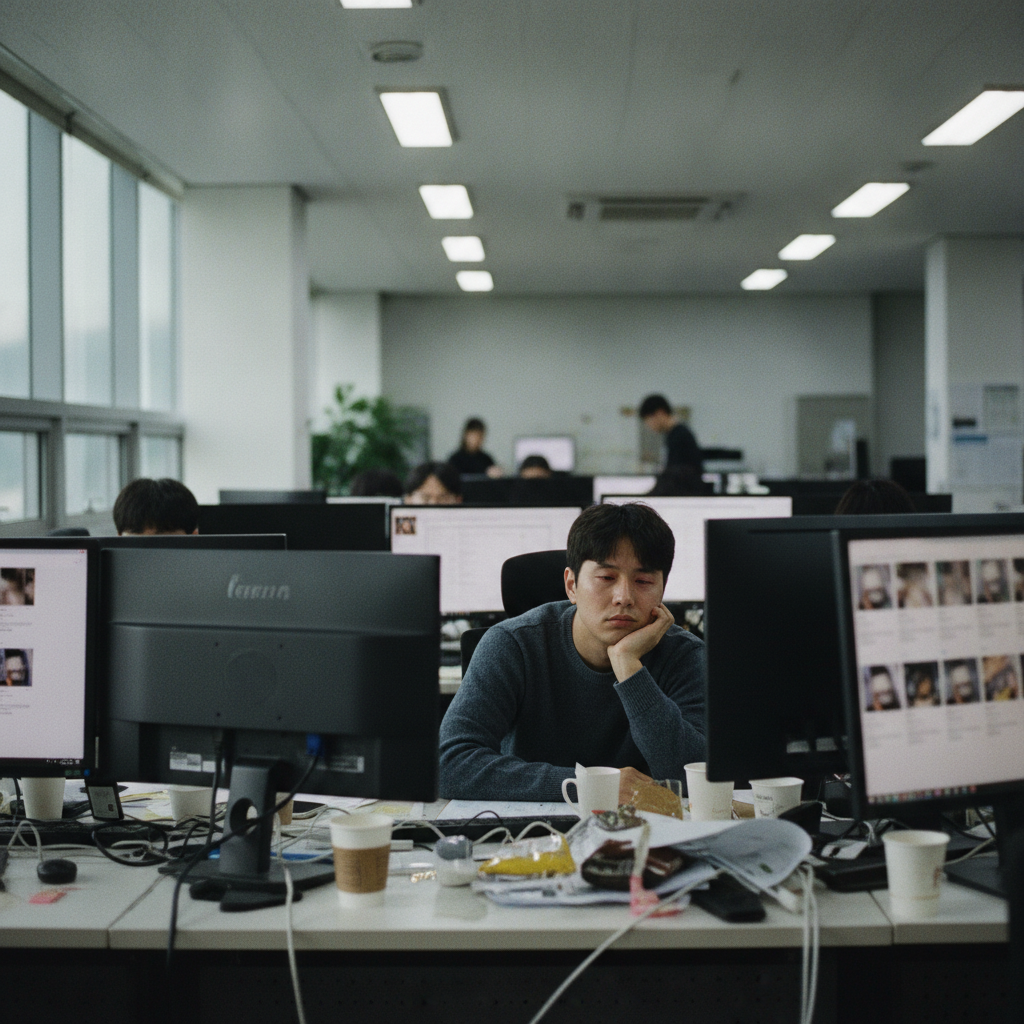 대행사 직원이 수십 개의 업체를 동시에 관리하는 공장식 구조 시각화